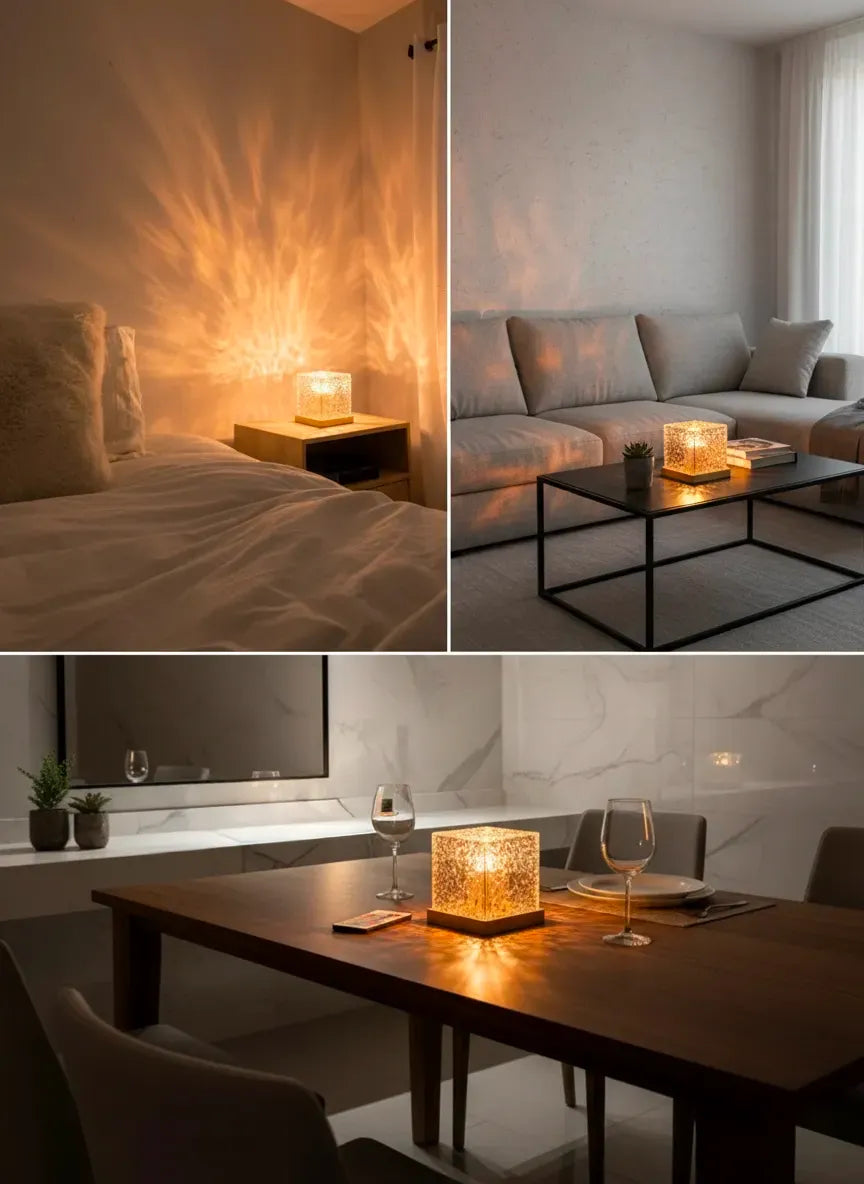 Lampe Cube en Cristal – LED RVB