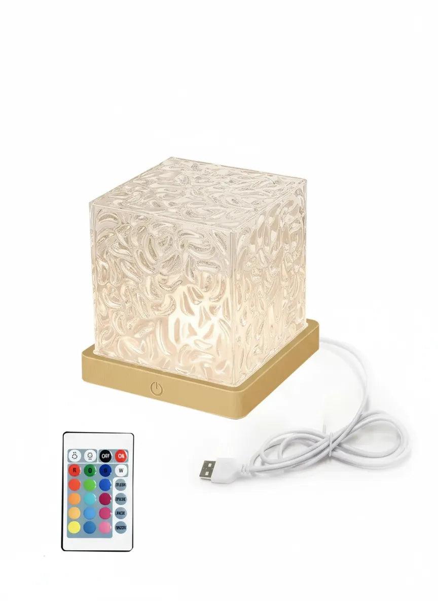 Lampe Cube en Cristal – LED RVB