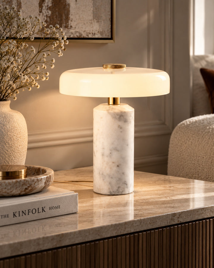 The Verona Marble Table Lamp, Rechargeable Touch Dimmable Light