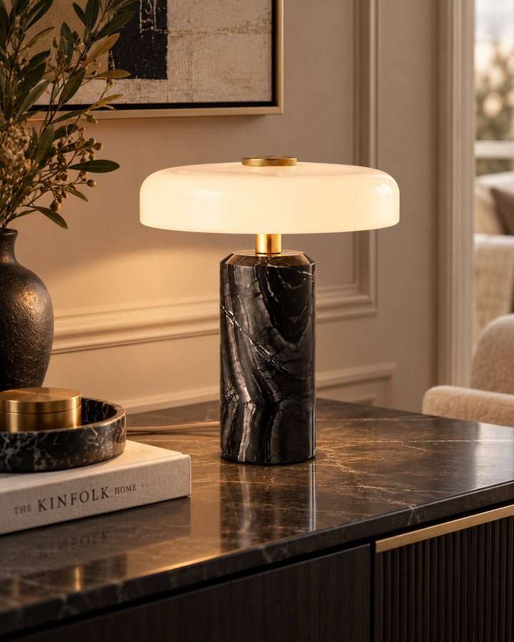 The Verona Marble Table Lamp, Rechargeable Touch Dimmable Light