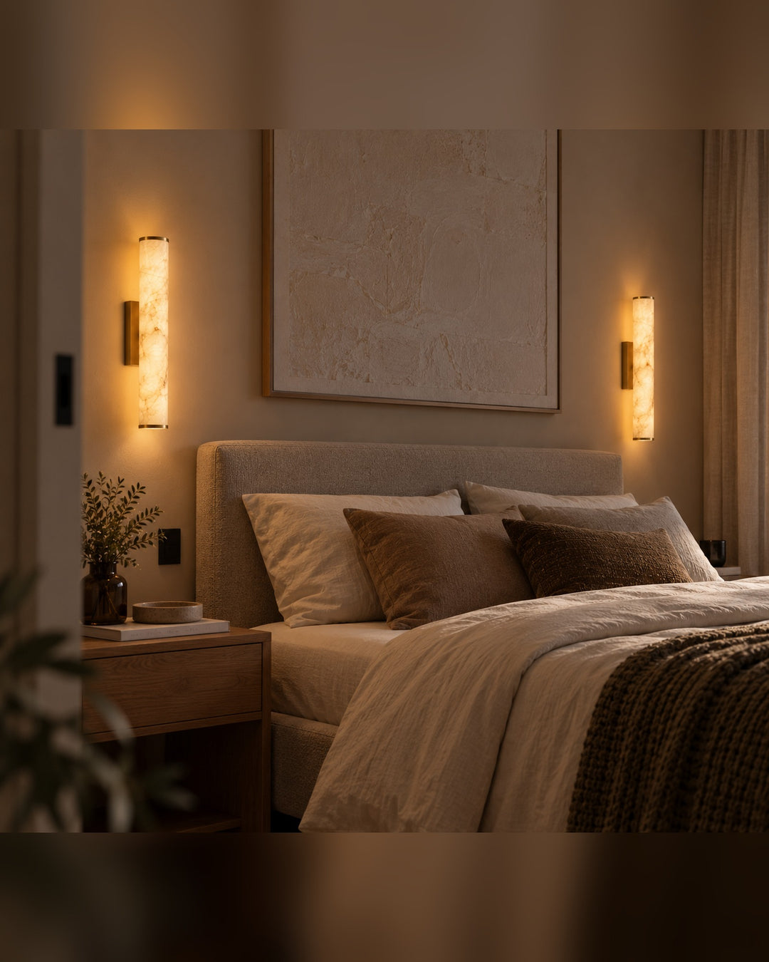 The Calla Tube Wall Light, Marble-Look LED Sconce