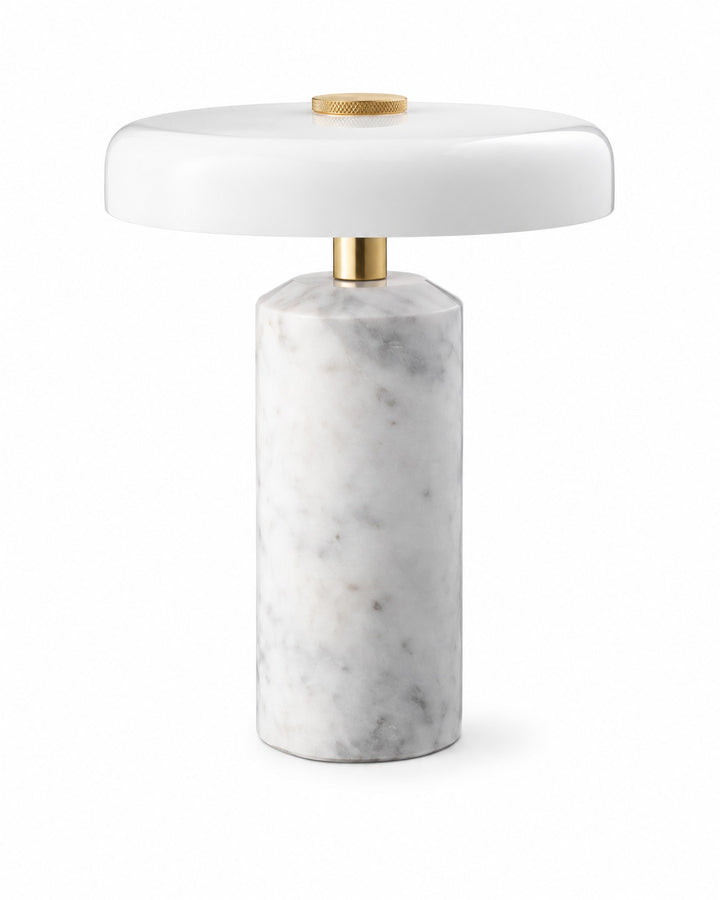 Verona Marble Table Lamp in white on a white background