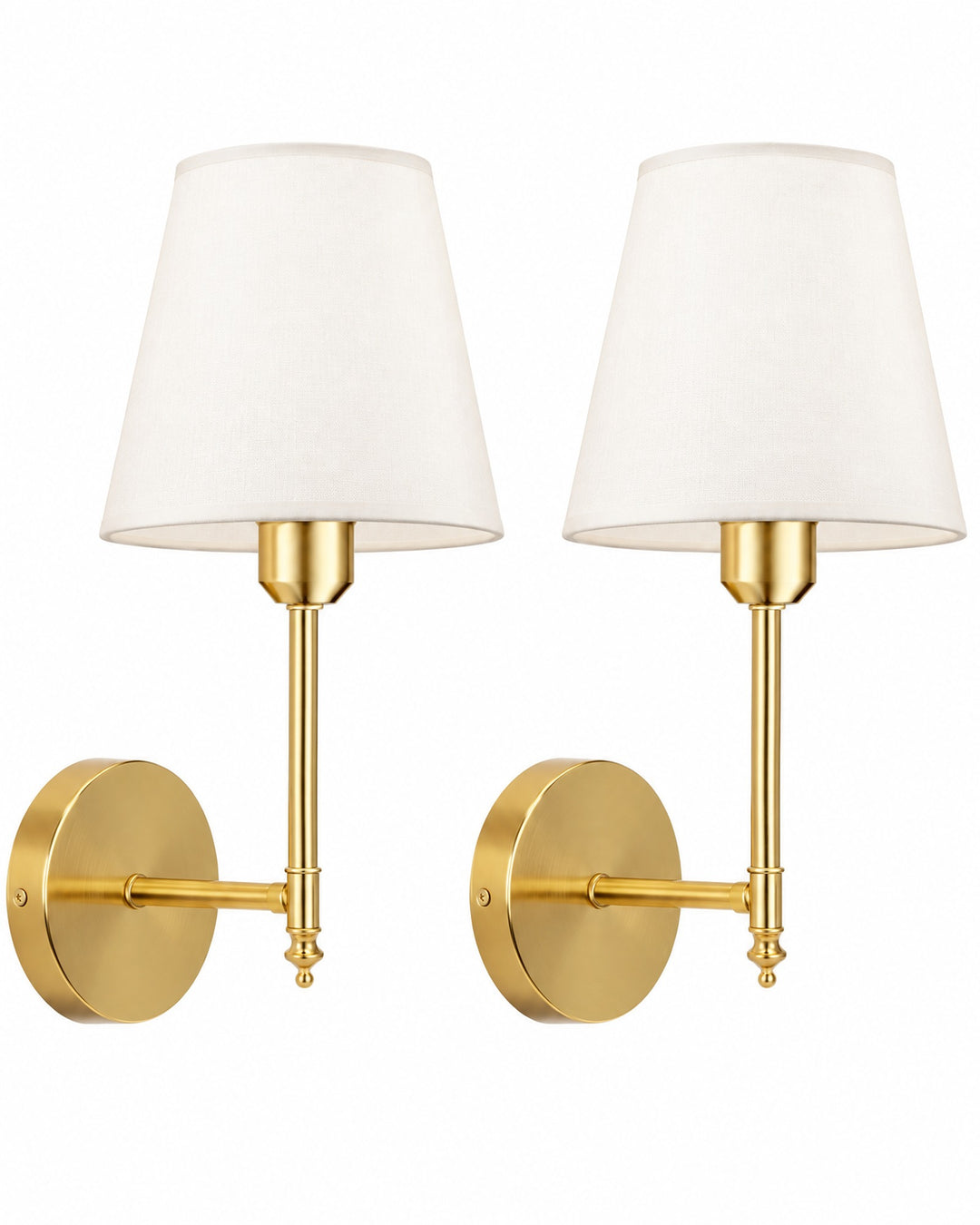 Solenne Cordless Wall Sconces in gold on a white background