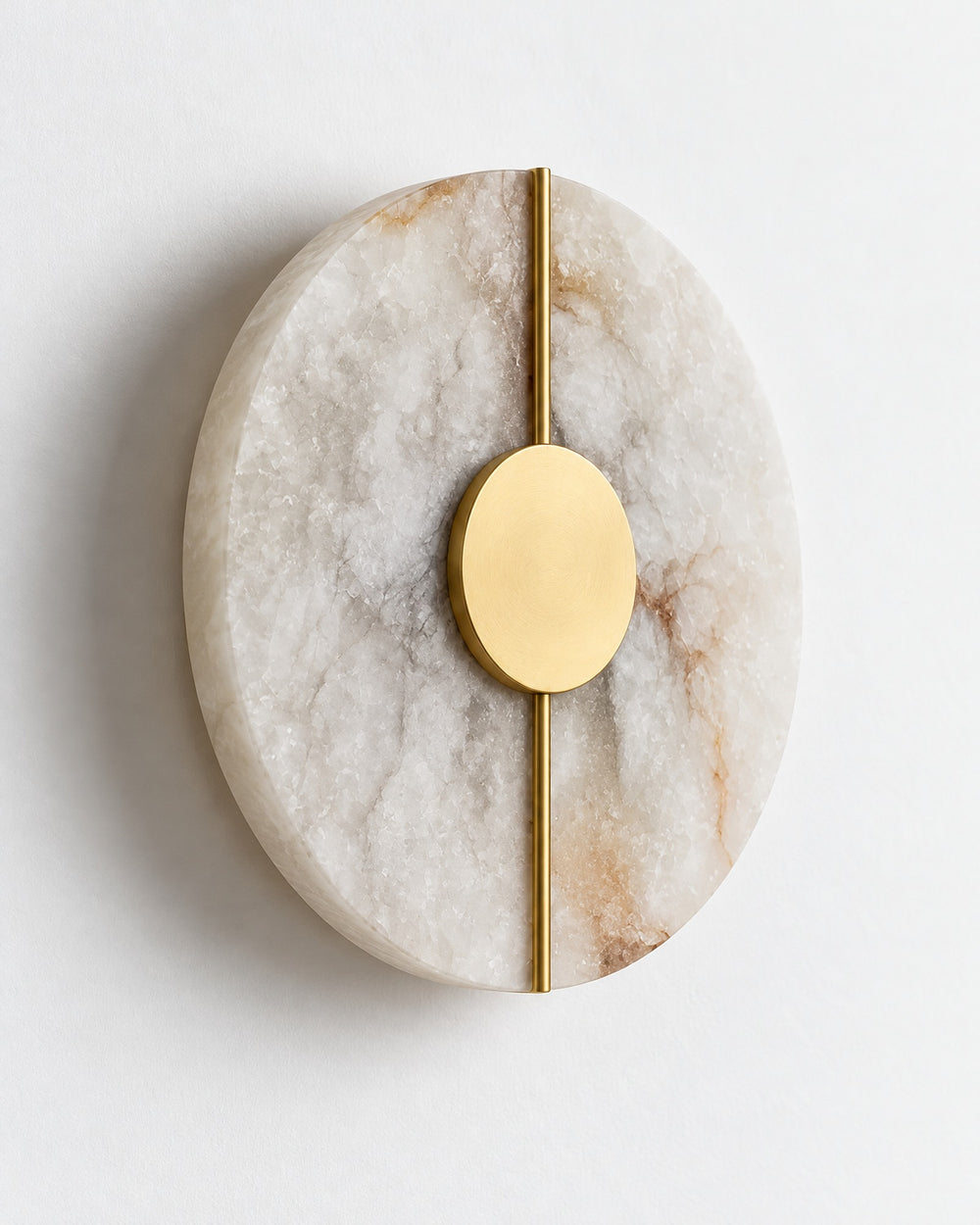 Selene Alabaster Wall Light in gold on a white background
