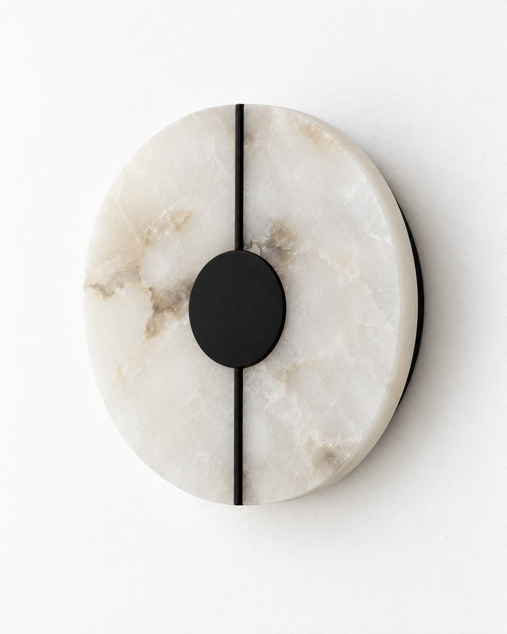 Selene Alabaster Wall Light in black on a white background