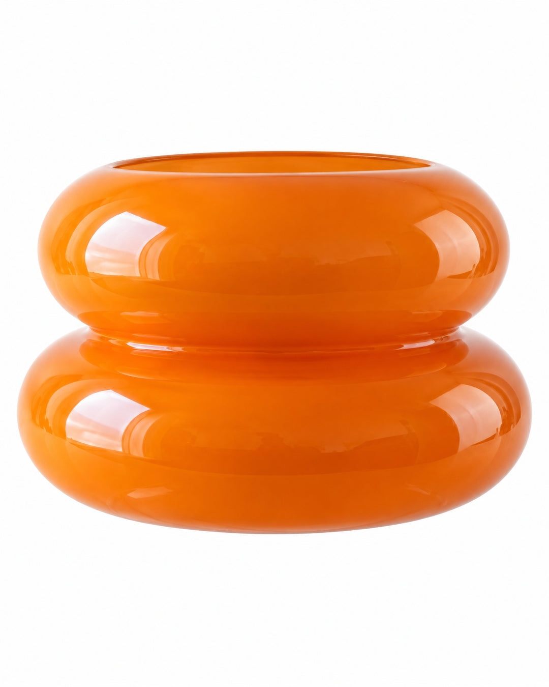 Close-up of the glossy orange two-tier glass shade