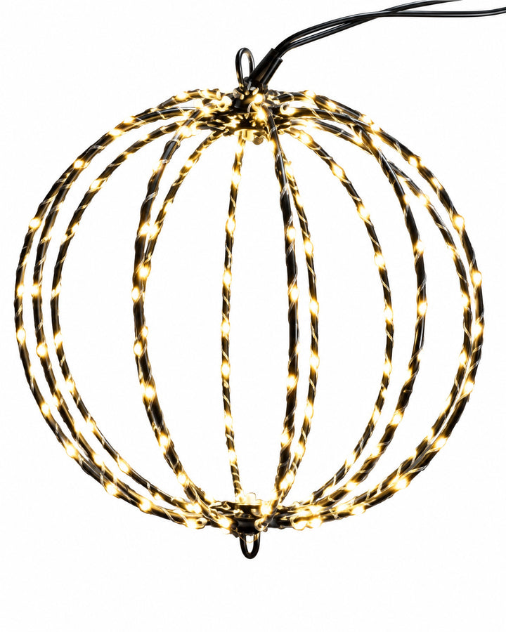 LED globe light seen from above, its rings meeting in a star shape