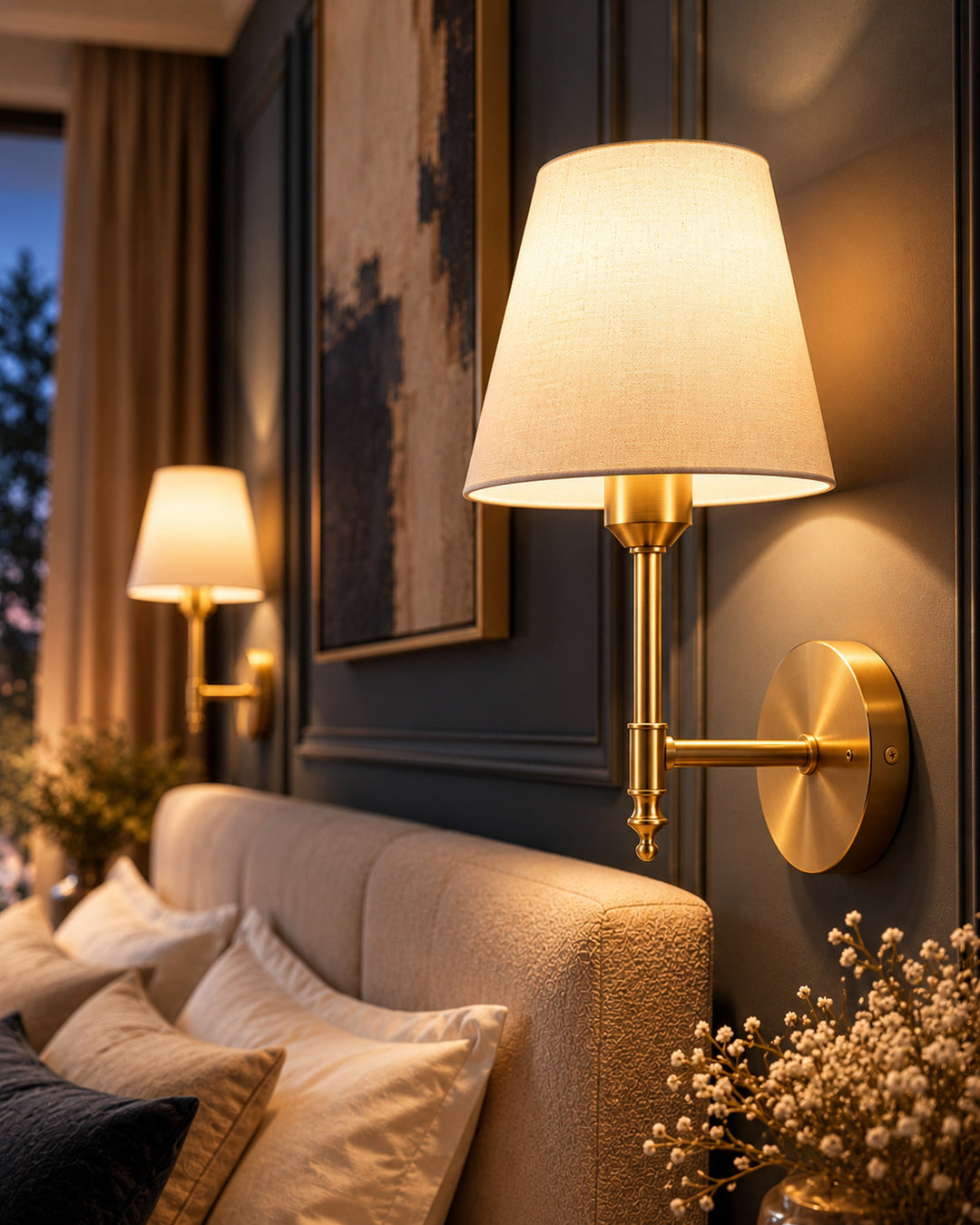 The Solenne Cordless Wall Sconces, Set of 2, Rechargeable with Remote